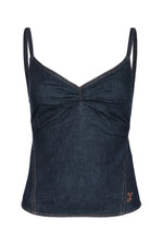 Navy Blue Solid V Neck Top 1