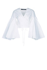 White Solid V Neck Top 1