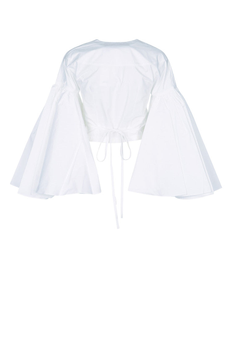 White Solid V Neck Top 2