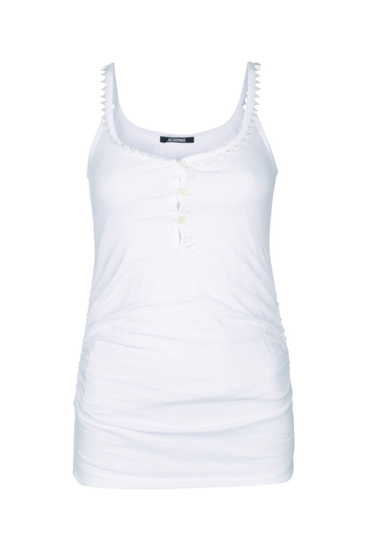 White Solid Scoop Neck Top 1