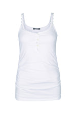 White Solid Scoop Neck Top 1