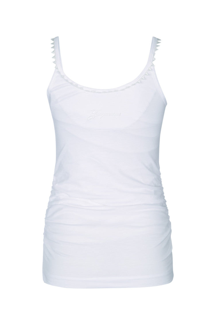 White Solid Scoop Neck Top 2