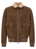 Brown Solid Bomber Jacket 1