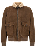 Brown Solid Bomber Jacket 1