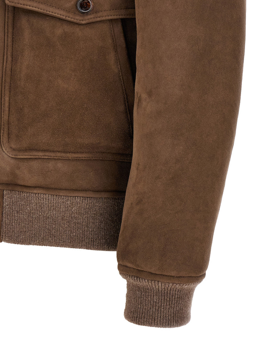 Brown Solid Bomber Jacket 4