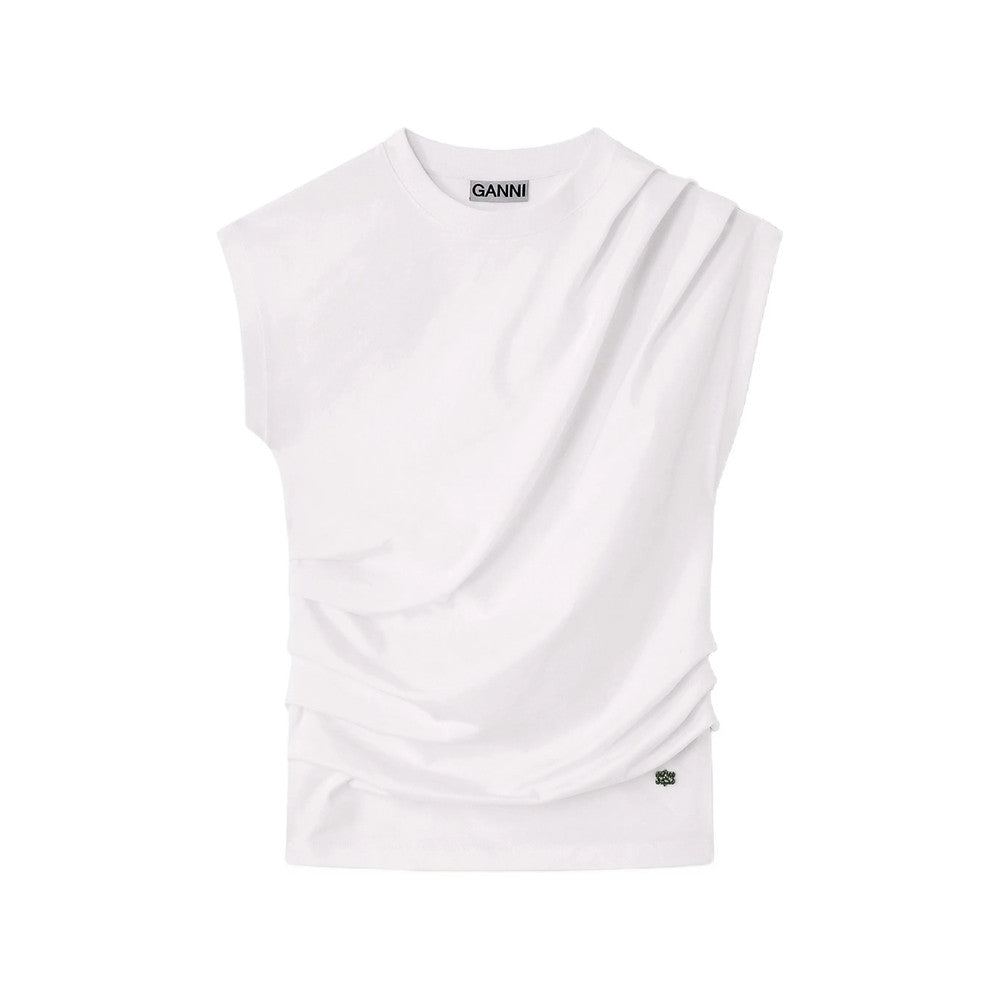 White Solid Crew Neck T-Shirt 1