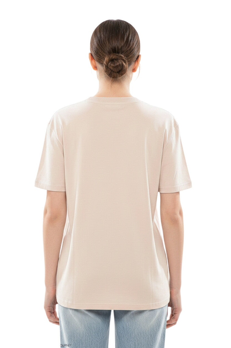 Beige Graphic Crew Neck T-Shirt 2
