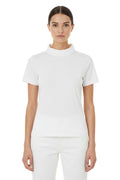 White Solid Mock Collar T-Shirt 1