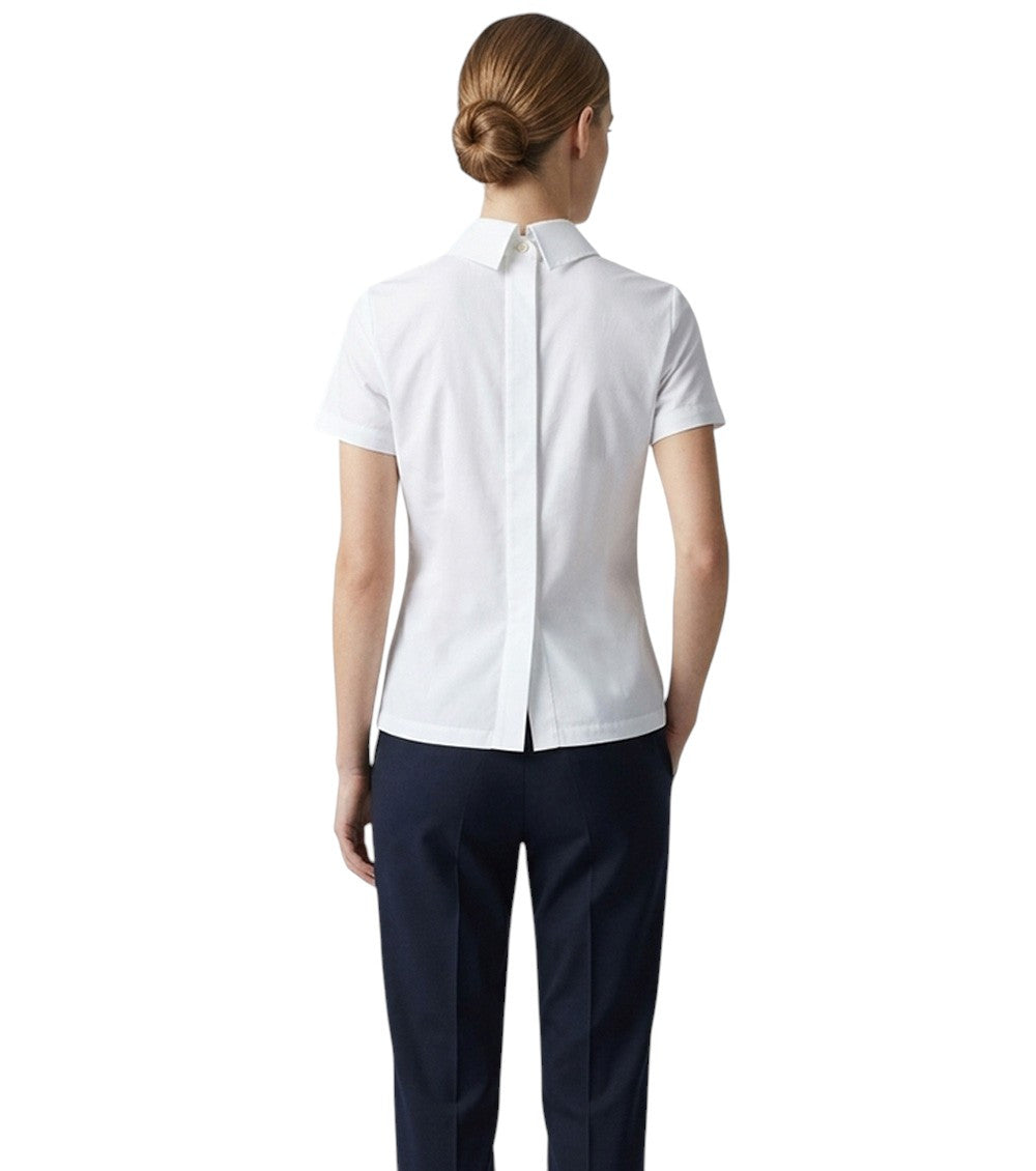 White Solid Mock Collar T-Shirt 2