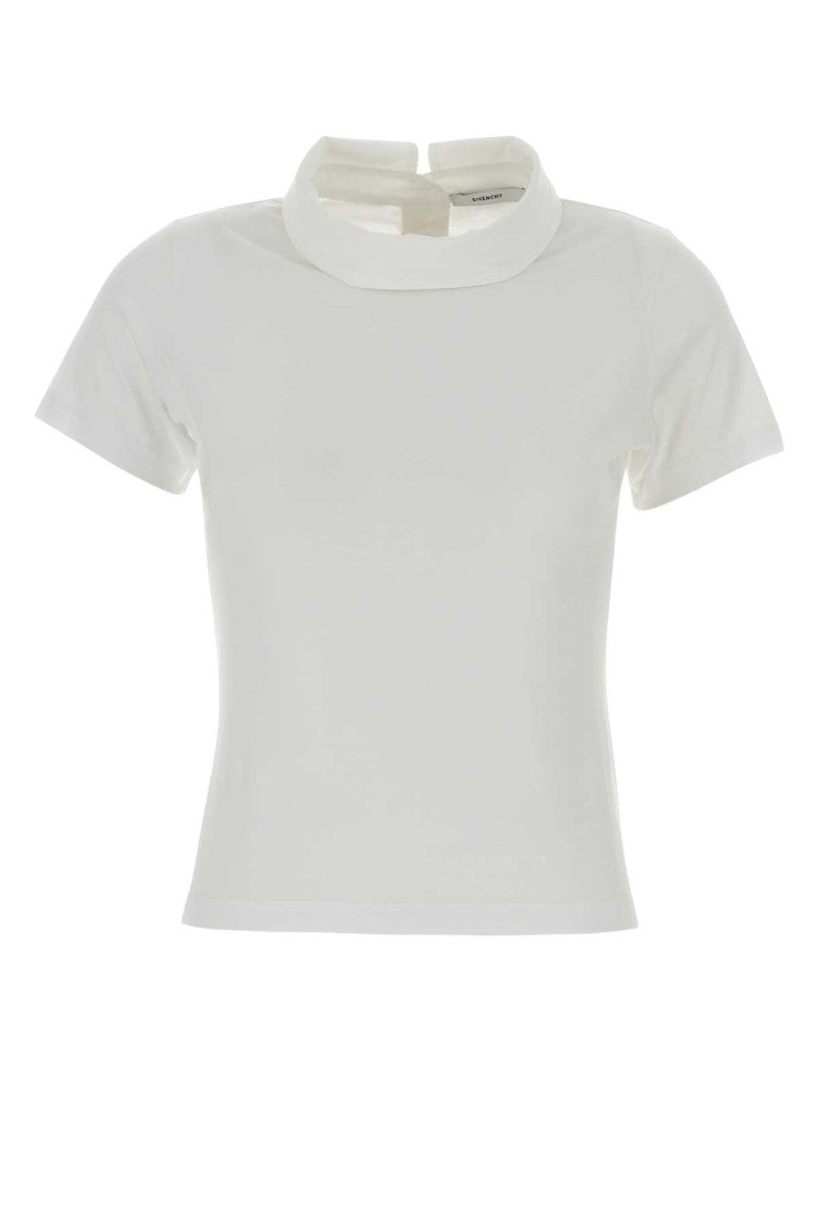 White Solid Mock Collar T-Shirt 3