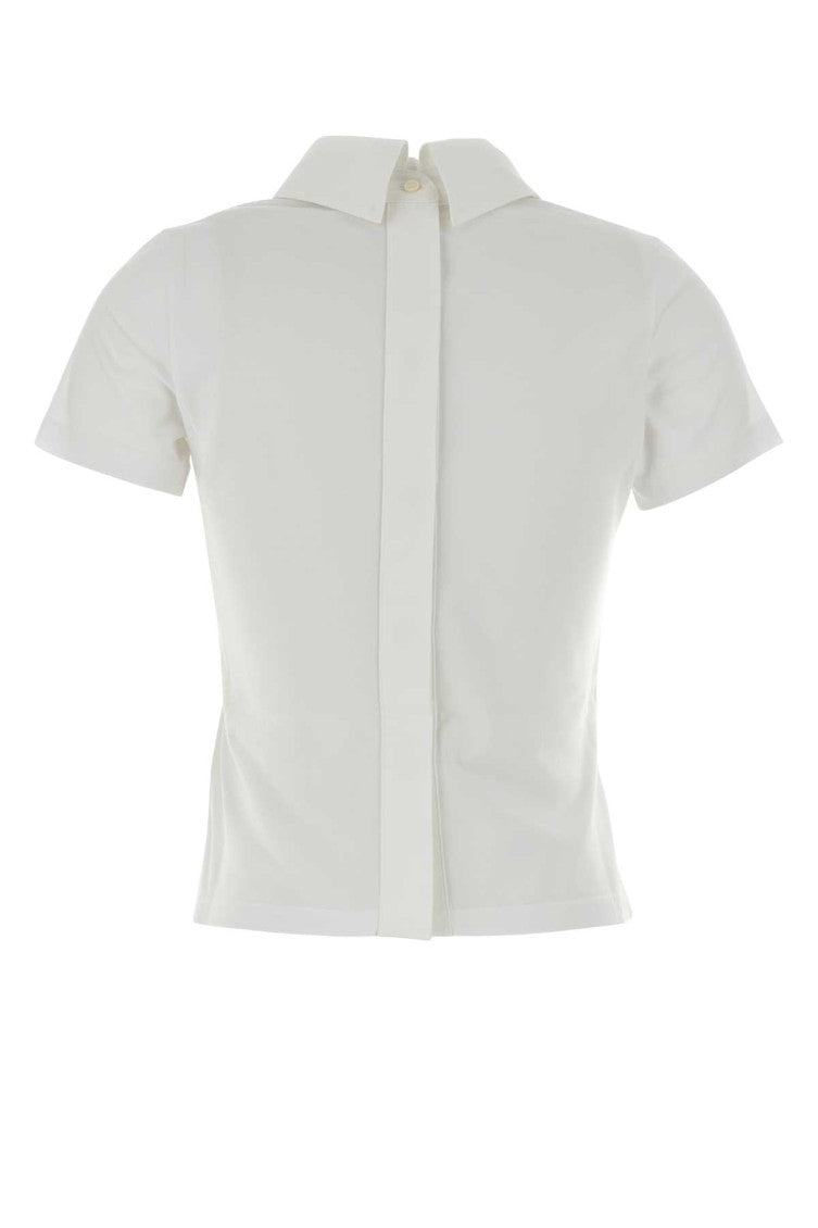 White Solid Mock Collar T-Shirt 4