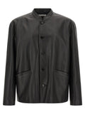 Black Solid Leather Jacket 1