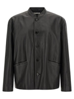 Black Solid Leather Jacket 1