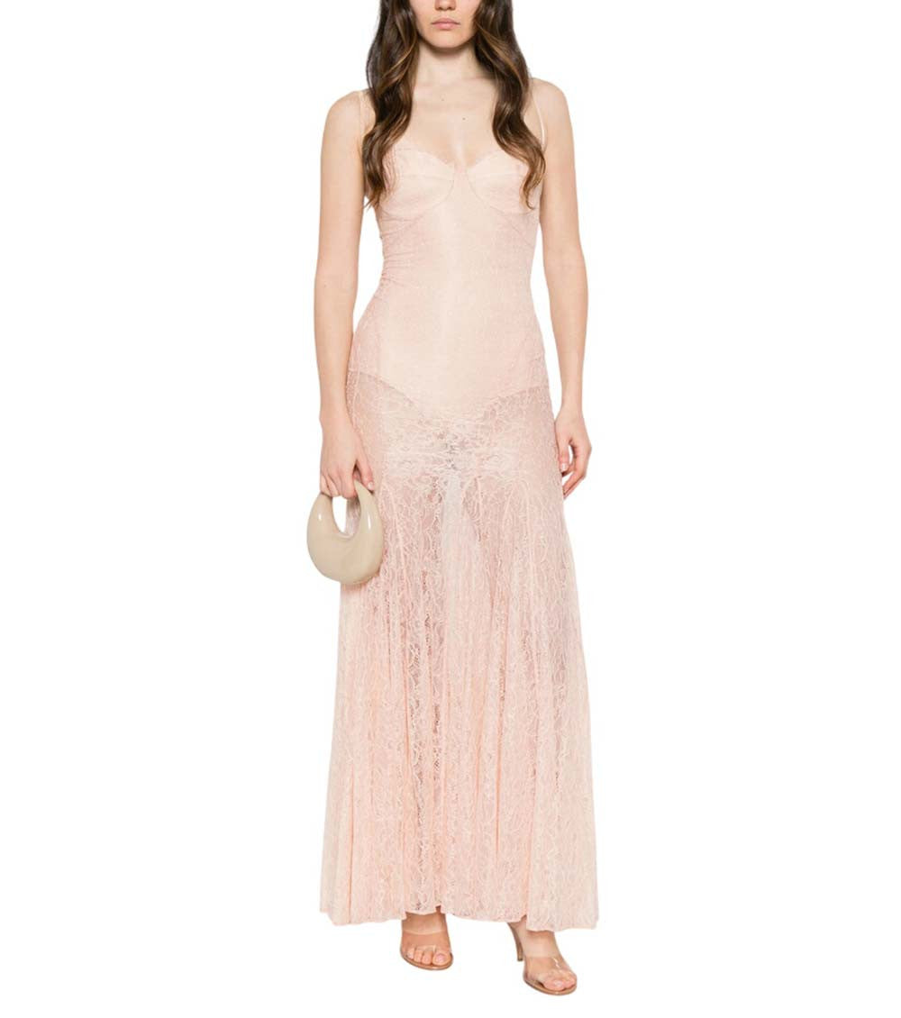 Light Pink Sweet Heart Neck Maxi Dress 1