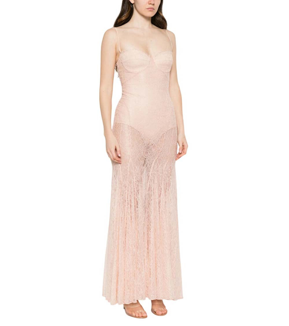 Light Pink Sweet Heart Neck Maxi Dress 3