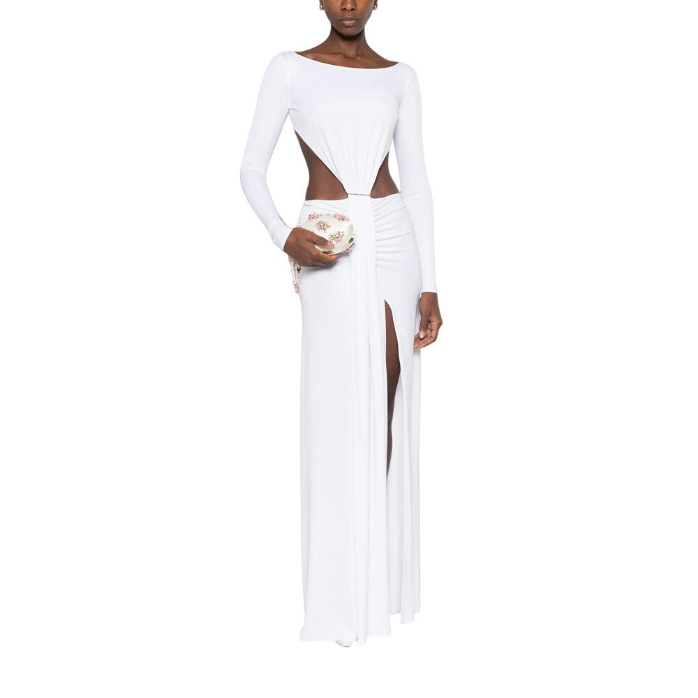 White Boat Neck Maxi Dress 1