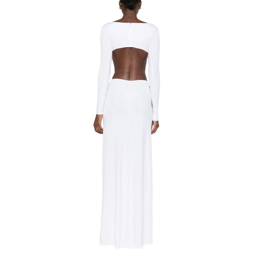 White Boat Neck Maxi Dress 2