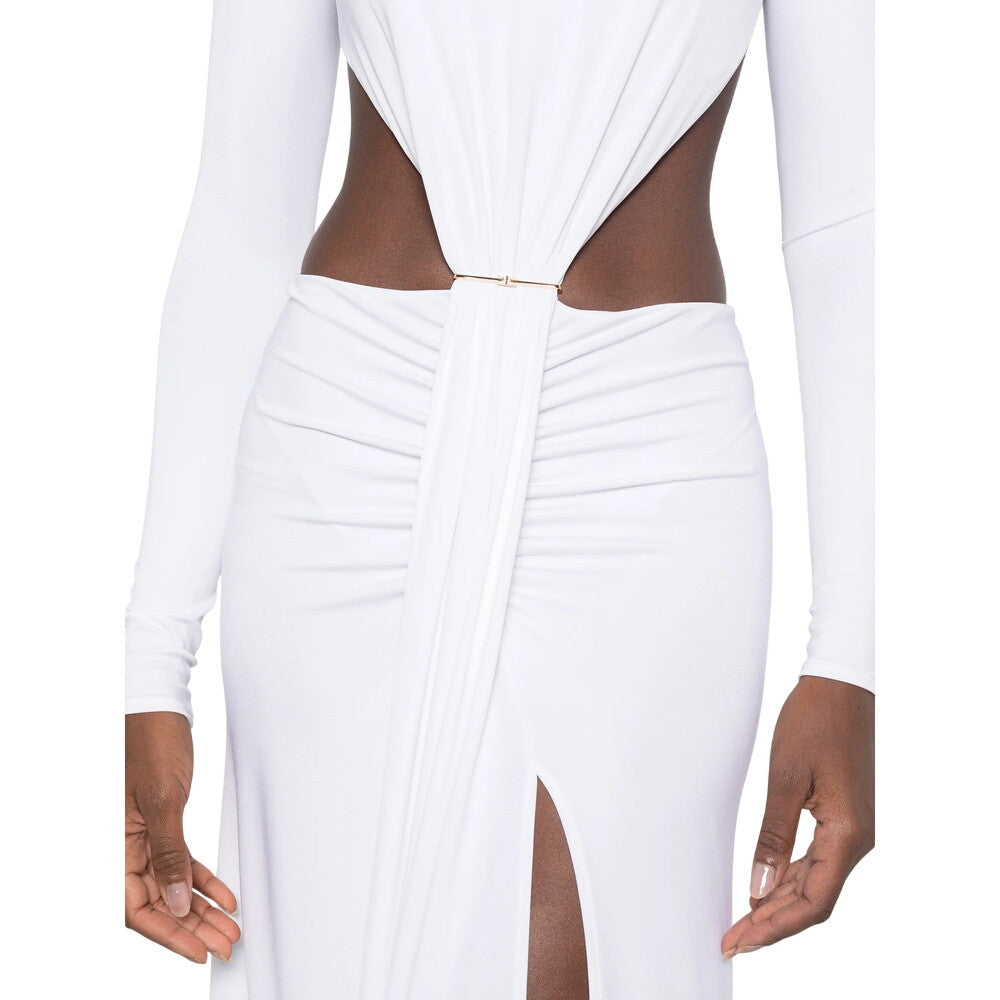 White Boat Neck Maxi Dress 4