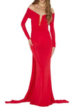 Red Off Shoulder Maxi Dress 1