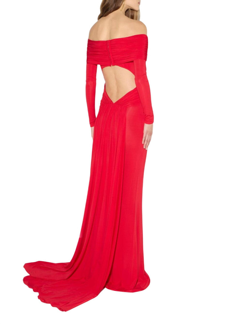 Red Off Shoulder Maxi Dress 2