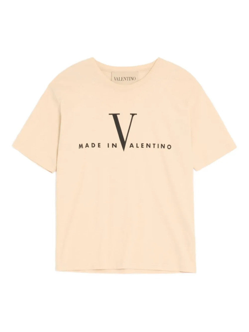 Beige Round Neck Logo T-Shirt 1