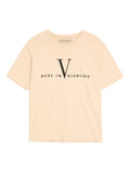 Beige Round Neck Logo T-Shirt 1