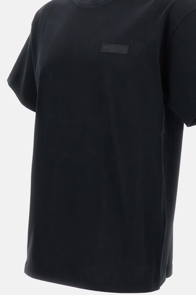Black Round Neck Logo Patch T-Shirt 3