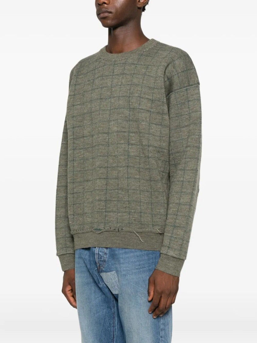 Green Checked Distressed Sweater 2