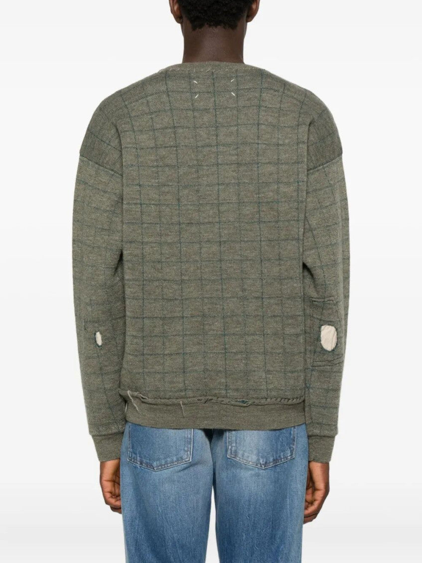 Green Checked Distressed Sweater 3