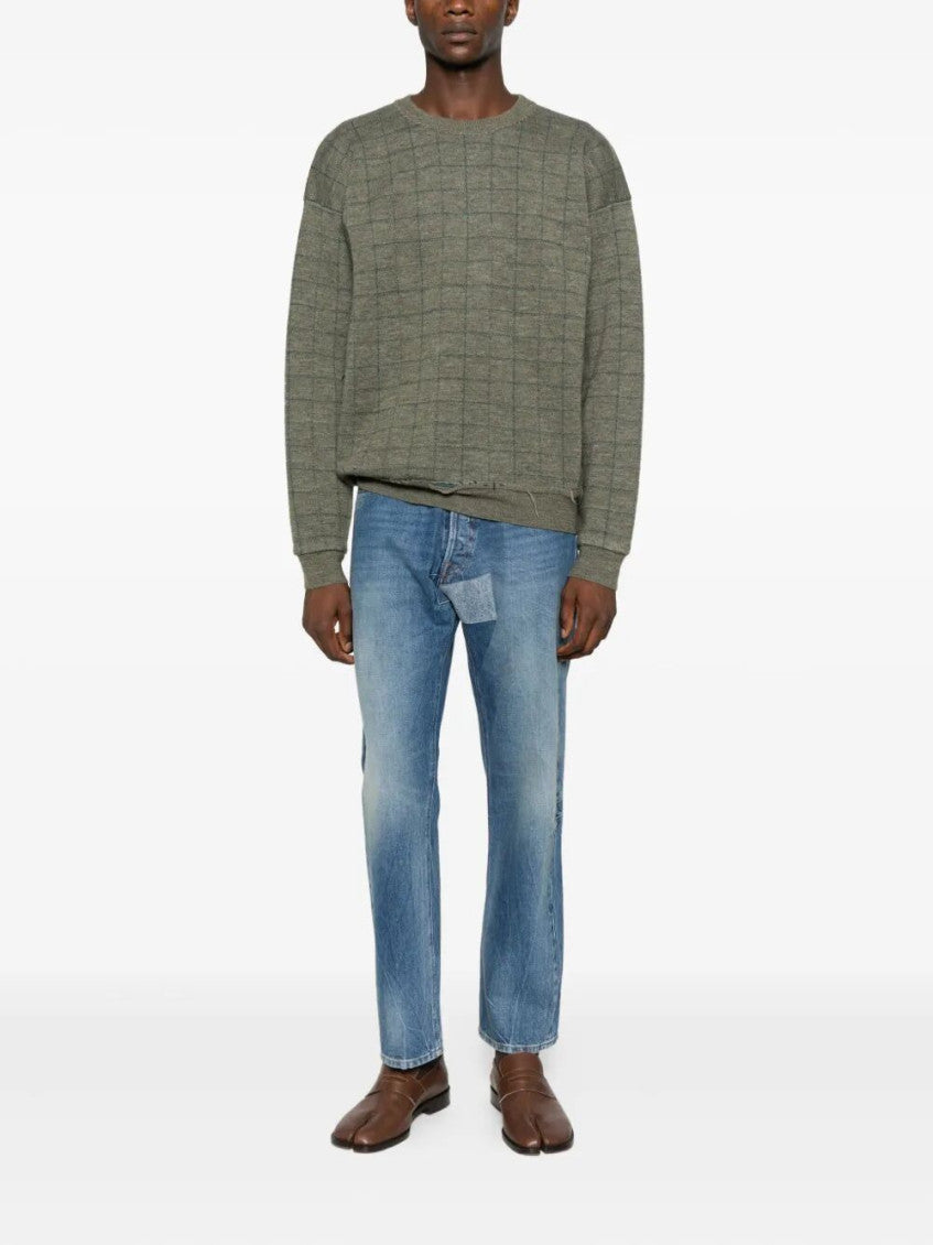 Green Checked Distressed Sweater 5