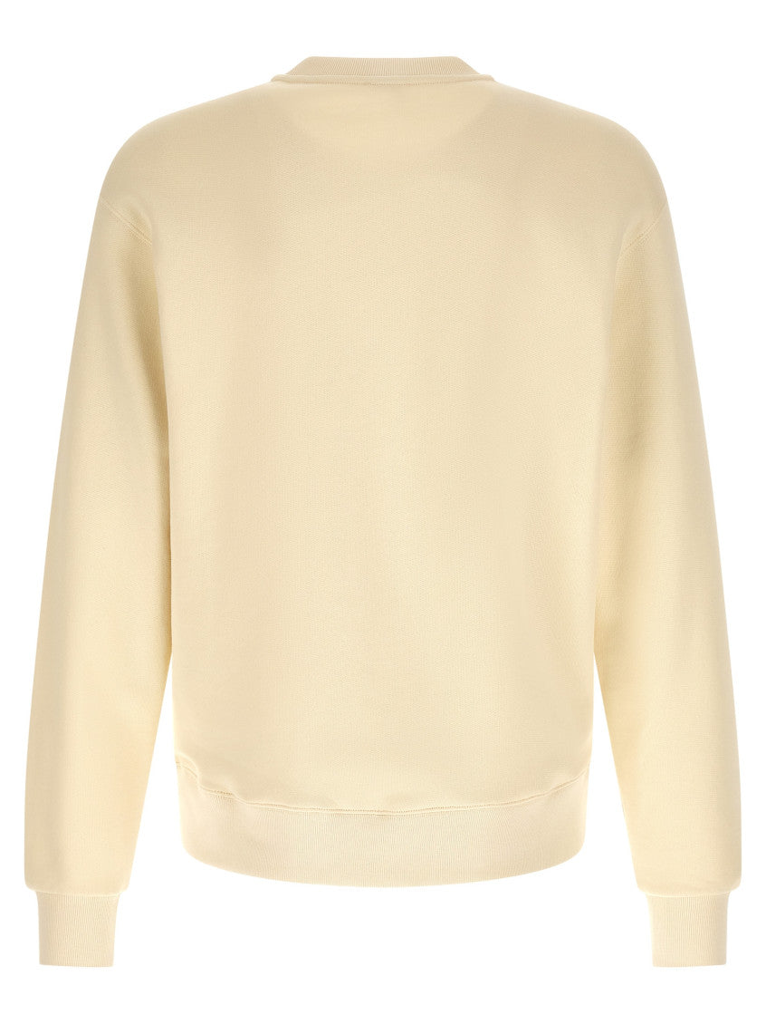 Beige Crewneck Logo Print Sweatshirt 2