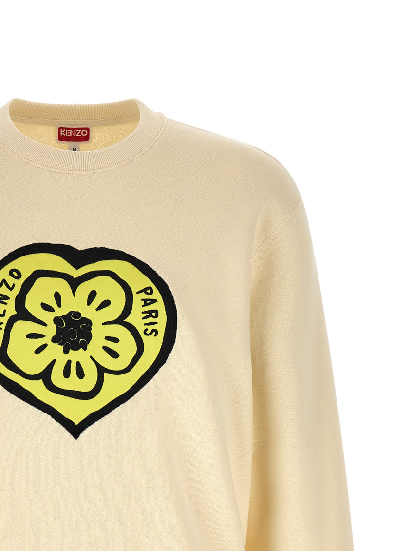 Beige Crewneck Logo Print Sweatshirt 3