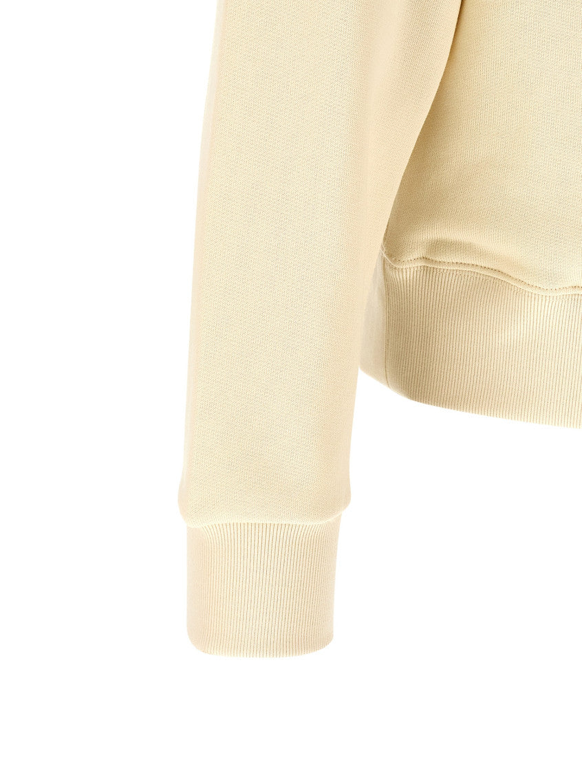 Beige Crewneck Logo Print Sweatshirt 4