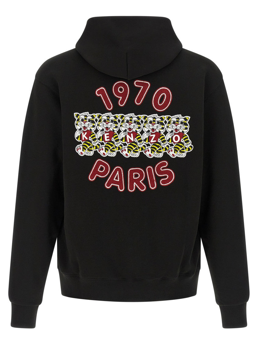 Black Embroidered Graphic Hoodie 2