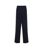Navy Blue Creased Straight-leg Trousers 1