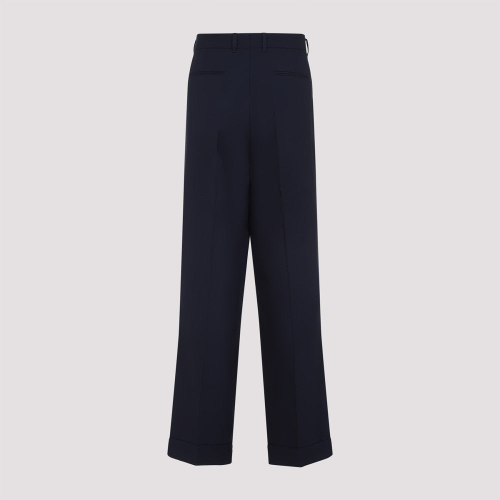Navy Blue Creased Straight-leg Trousers 4