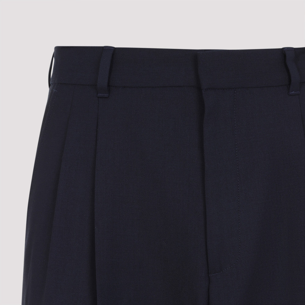 Navy Blue Creased Straight-leg Trousers 5