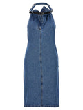 Blue Belt Halter Neck dress 1