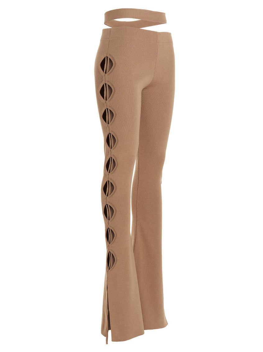 Beige Cut Out Pants With Lacing 2