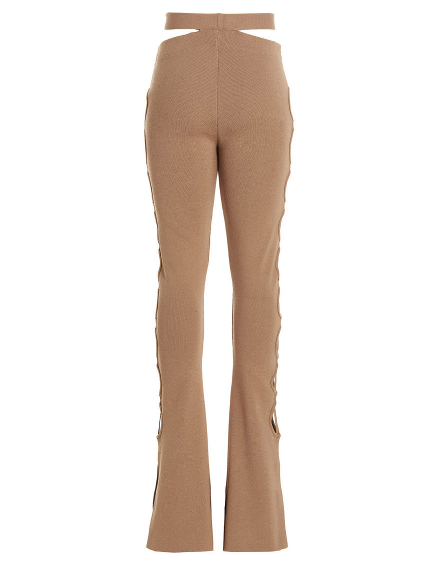 Beige Cut Out Pants With Lacing 3