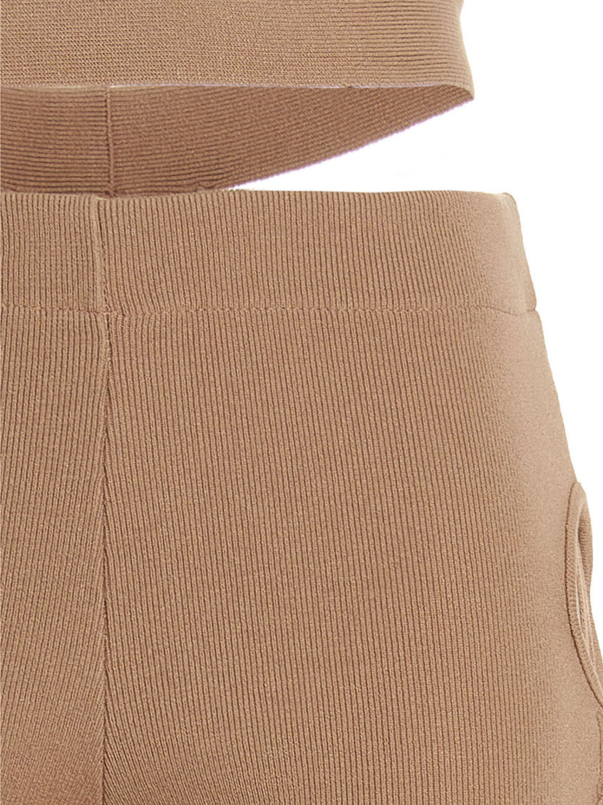Beige Cut Out Pants With Lacing 4
