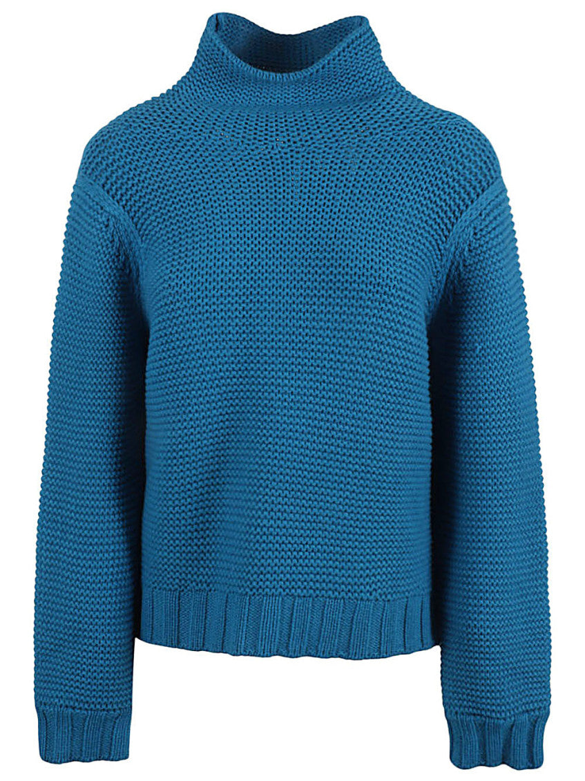 Blue Wool blend high neck jumper 1