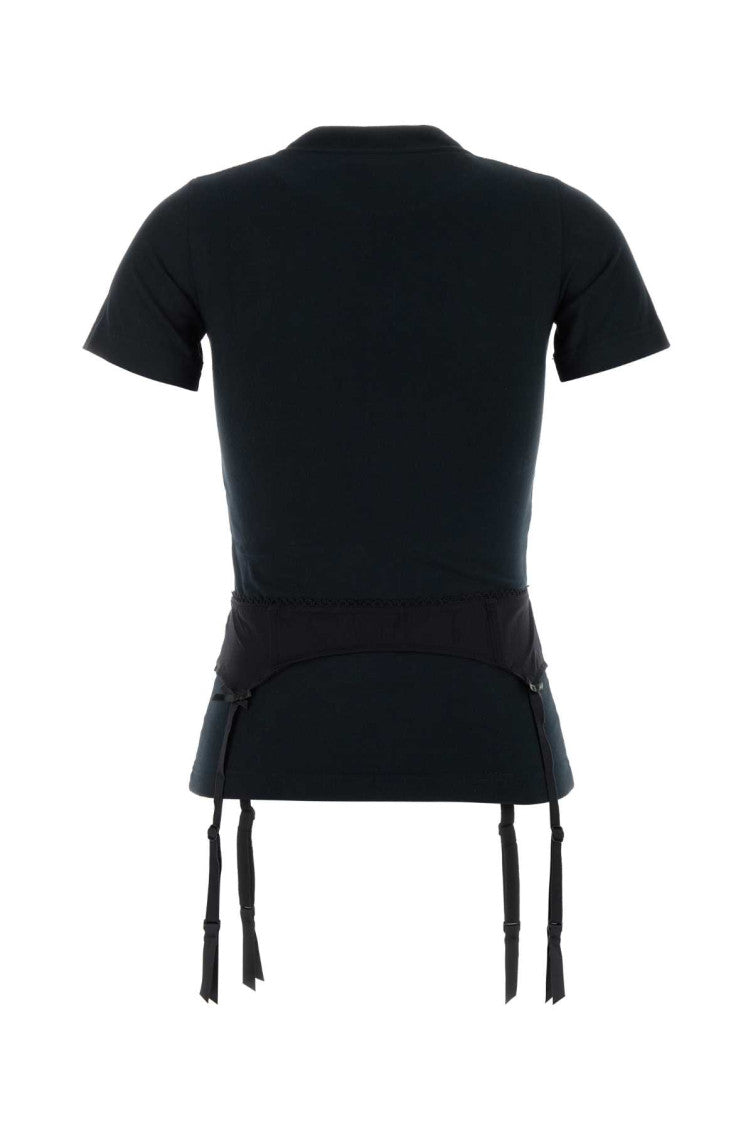 Black stretch cotton t-shirt  2