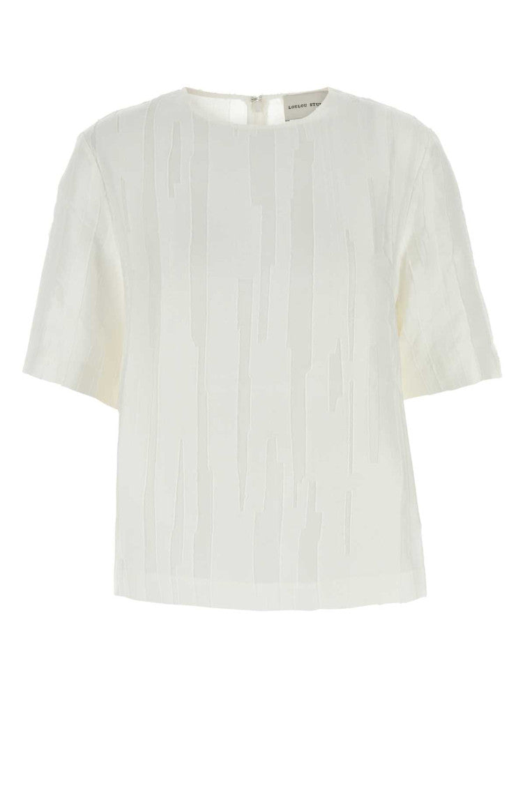 White Toba Silk and Cotton Blouse 1