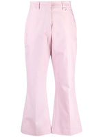 Pink Pressed-crease Cotton Tailored Trousers 1