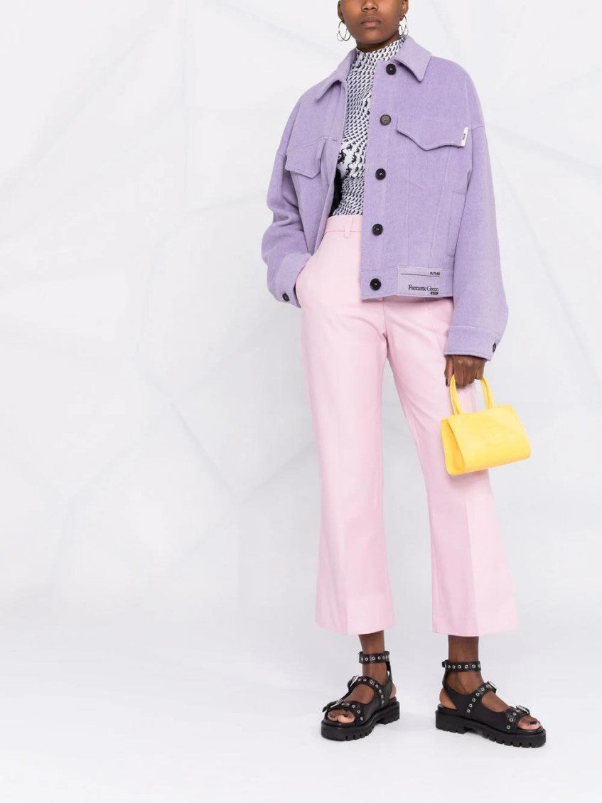 Pink Pressed-crease Cotton Tailored Trousers 2