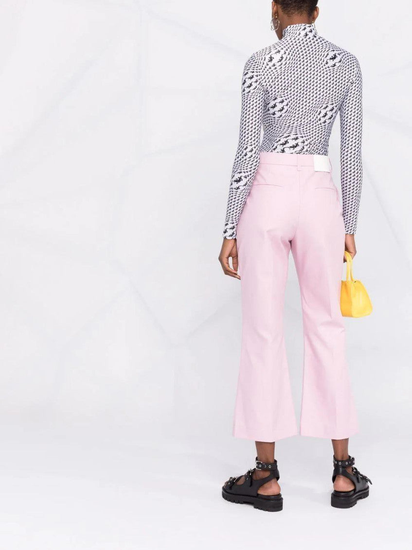 Pink Pressed-crease Cotton Tailored Trousers 3