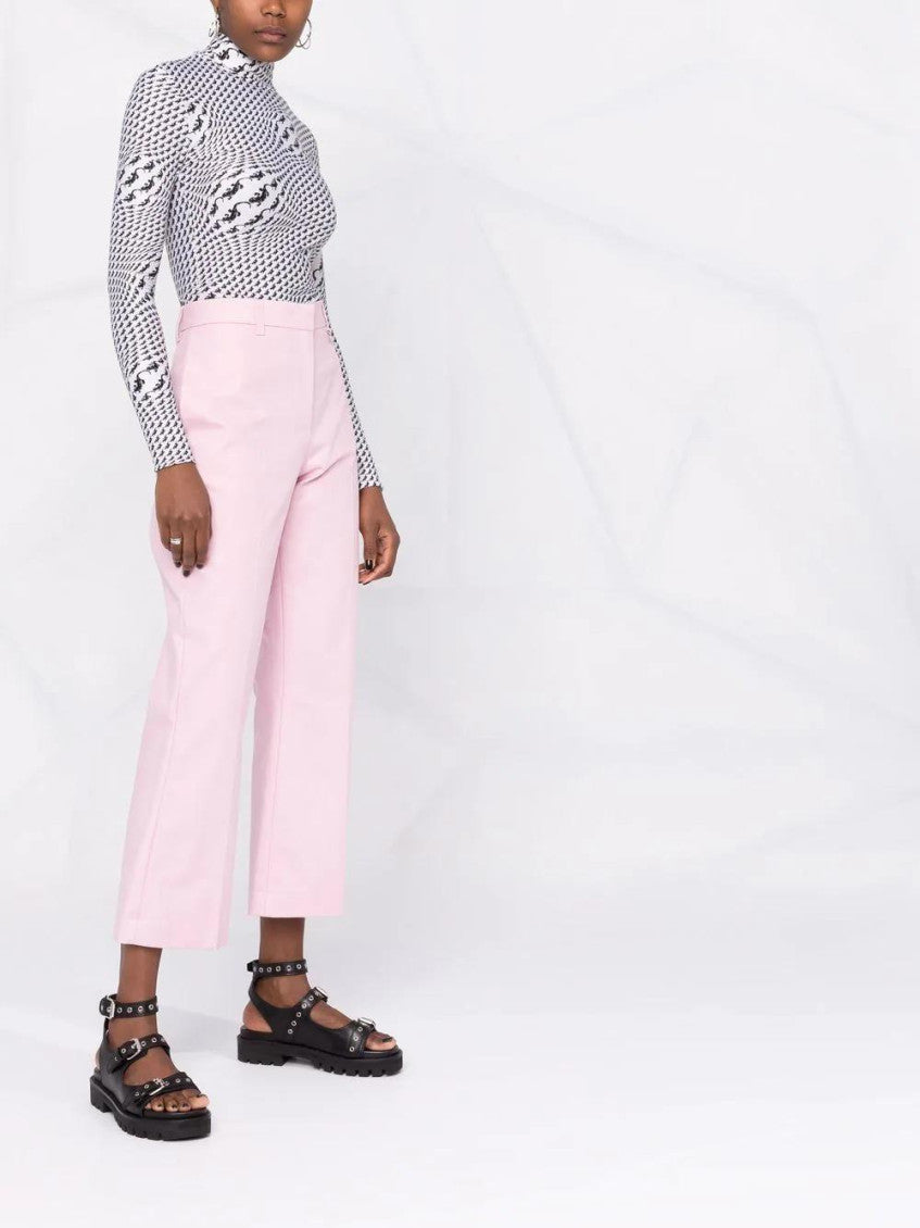 Pink Pressed-crease Cotton Tailored Trousers 4