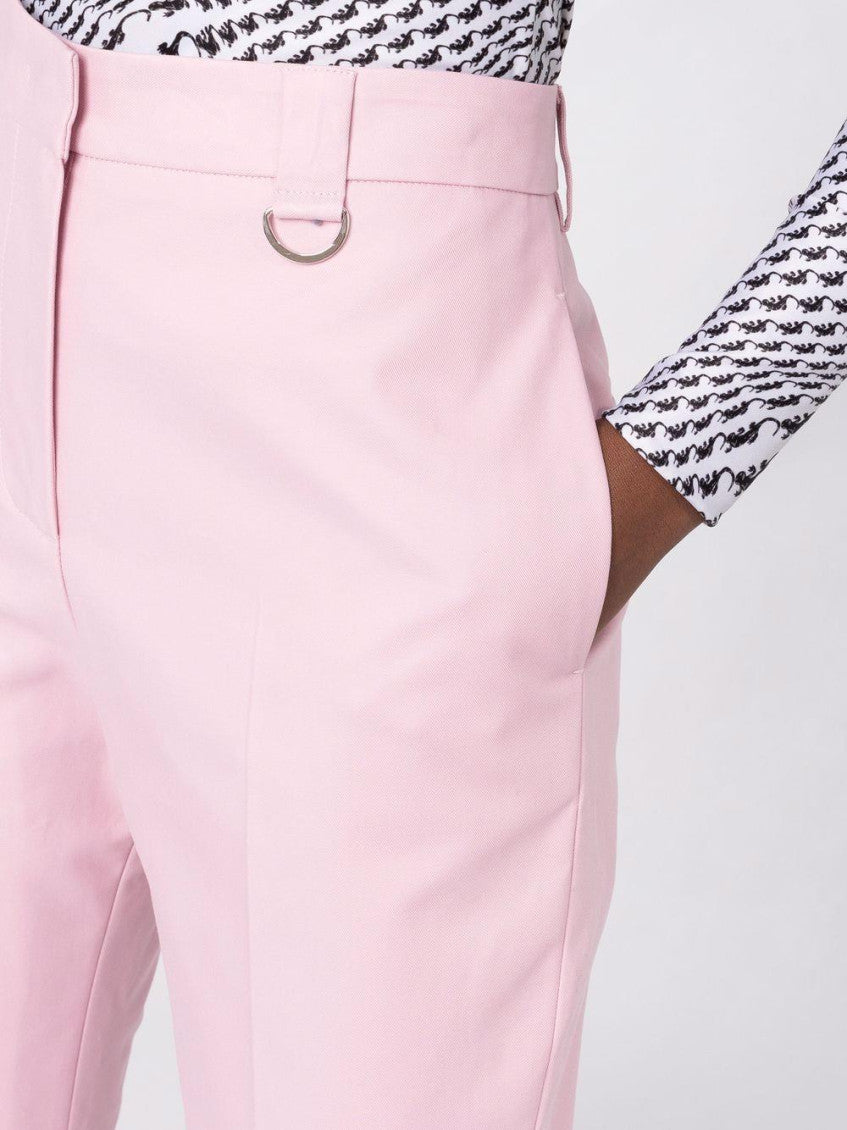 Pink Pressed-crease Cotton Tailored Trousers 5
