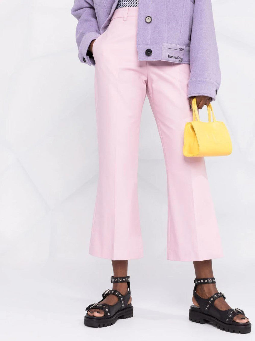 Pink Pressed-crease Cotton Tailored Trousers 6